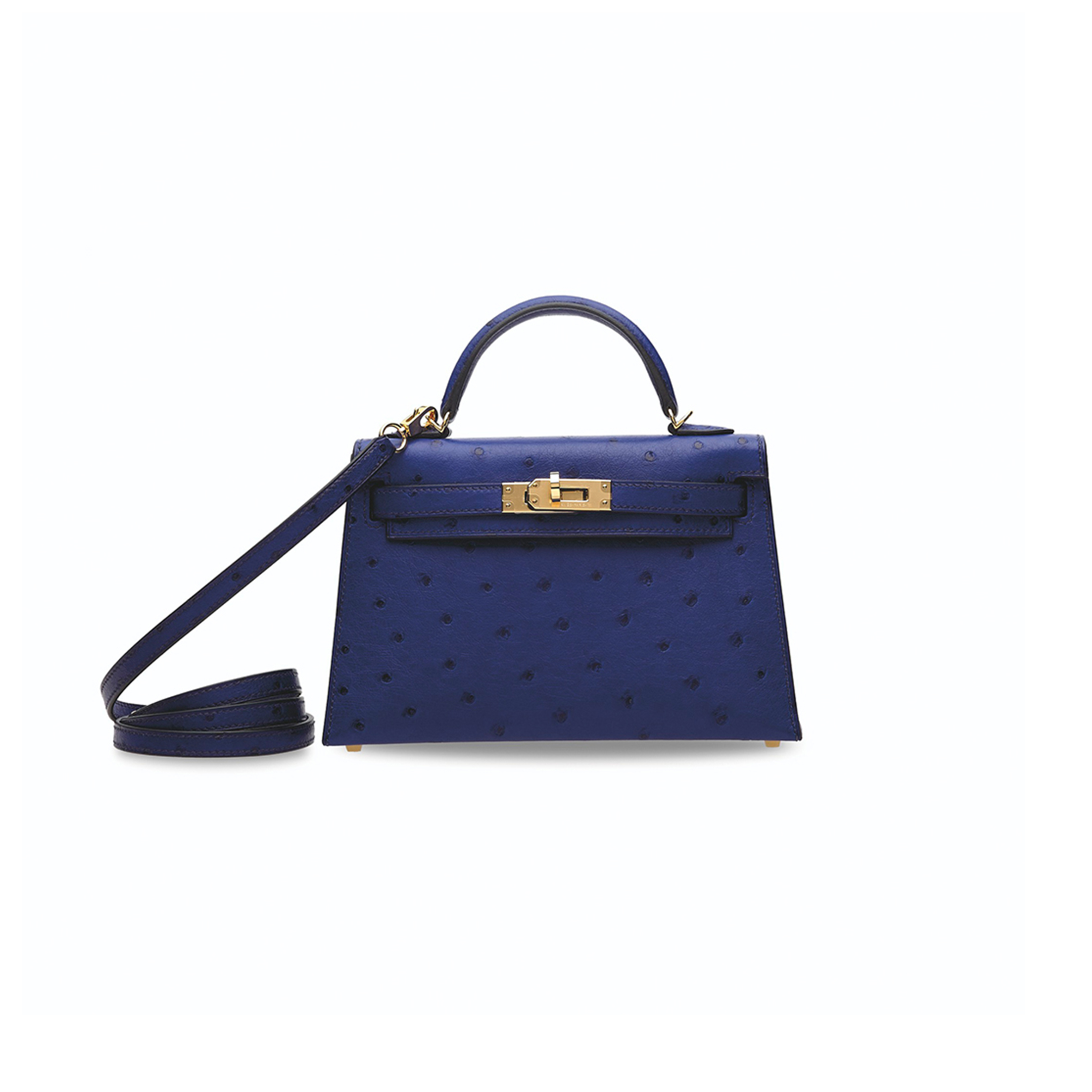HERMÈS MASTER OSTRICH MINI KELLY 20 II WITH GOLD HARDWARE (19*12*5.5cm)